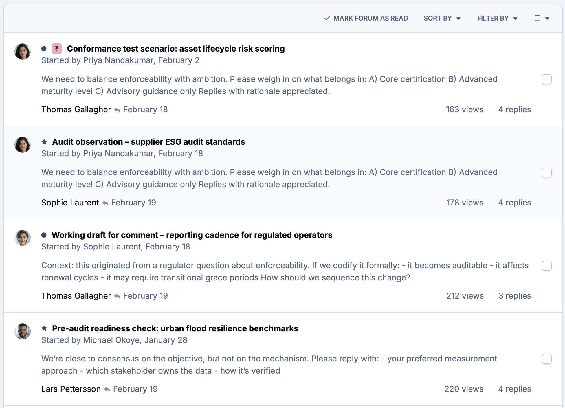 Screenshot of a forum